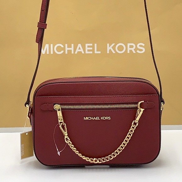 MICHAEL KORS 
Large East West  Saffiano Leather Crossbody Bag DARK CHERRY🍒COLOR - Picture 5 of 16